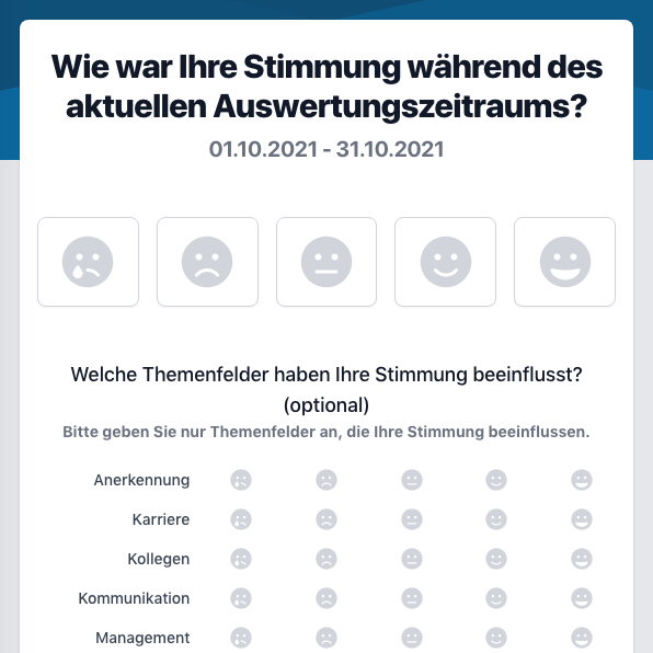Screenshot von der Stimmungserfassung