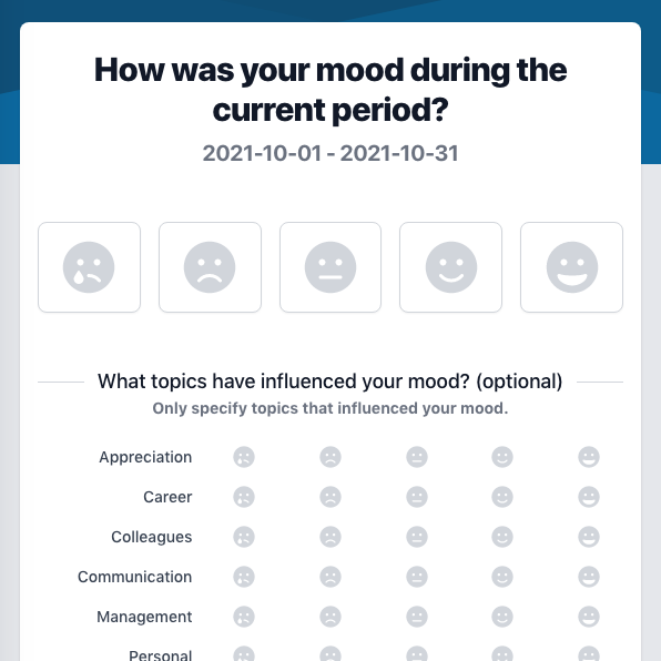 Screenshot of the mood measurement