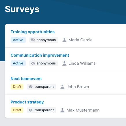 Screenshot of the implementation of surveys